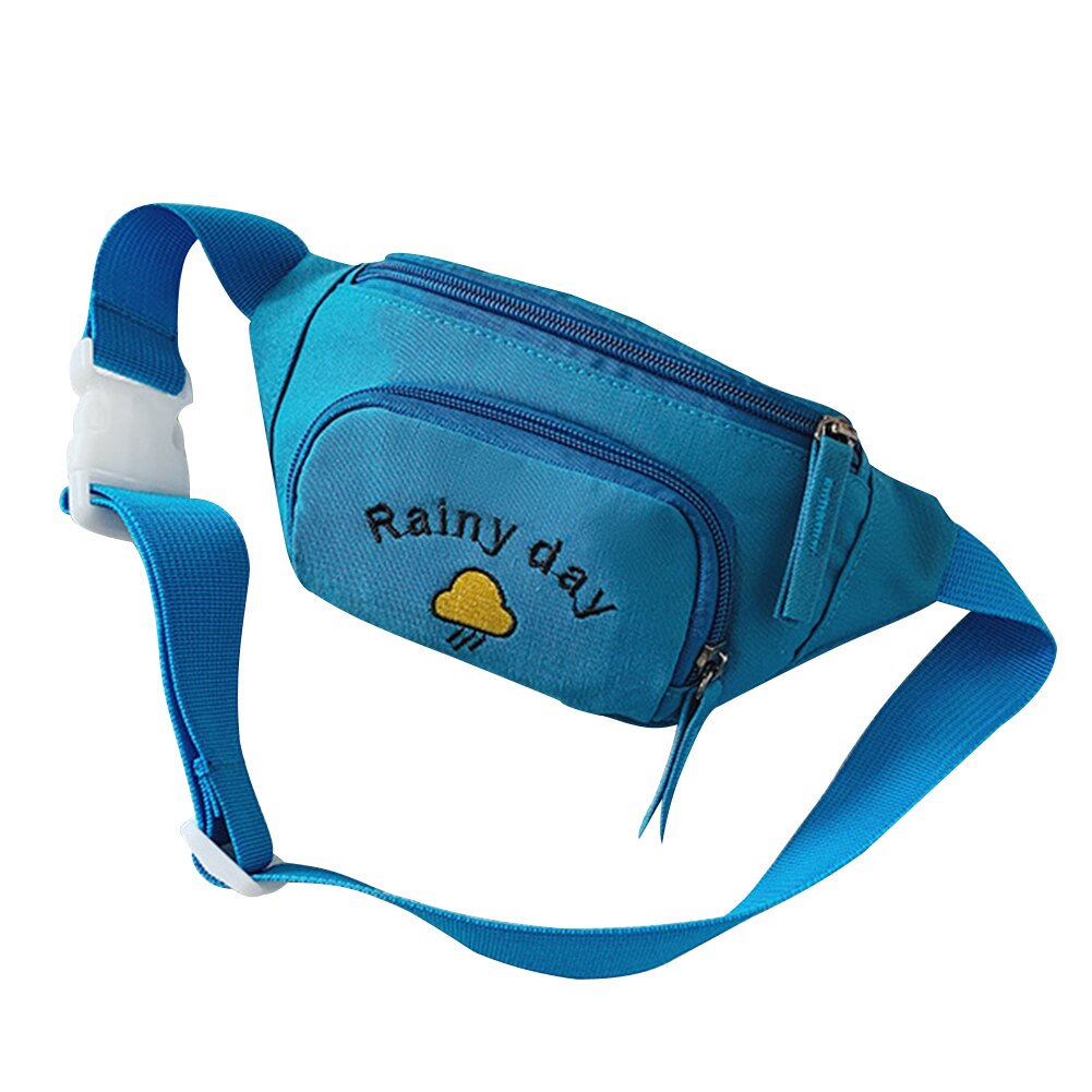 Kids Boys Girls Waist Fanny Packs Bum Bag Canvas Travel Festival Sports Purse Satchel Walking Pouch: Blue