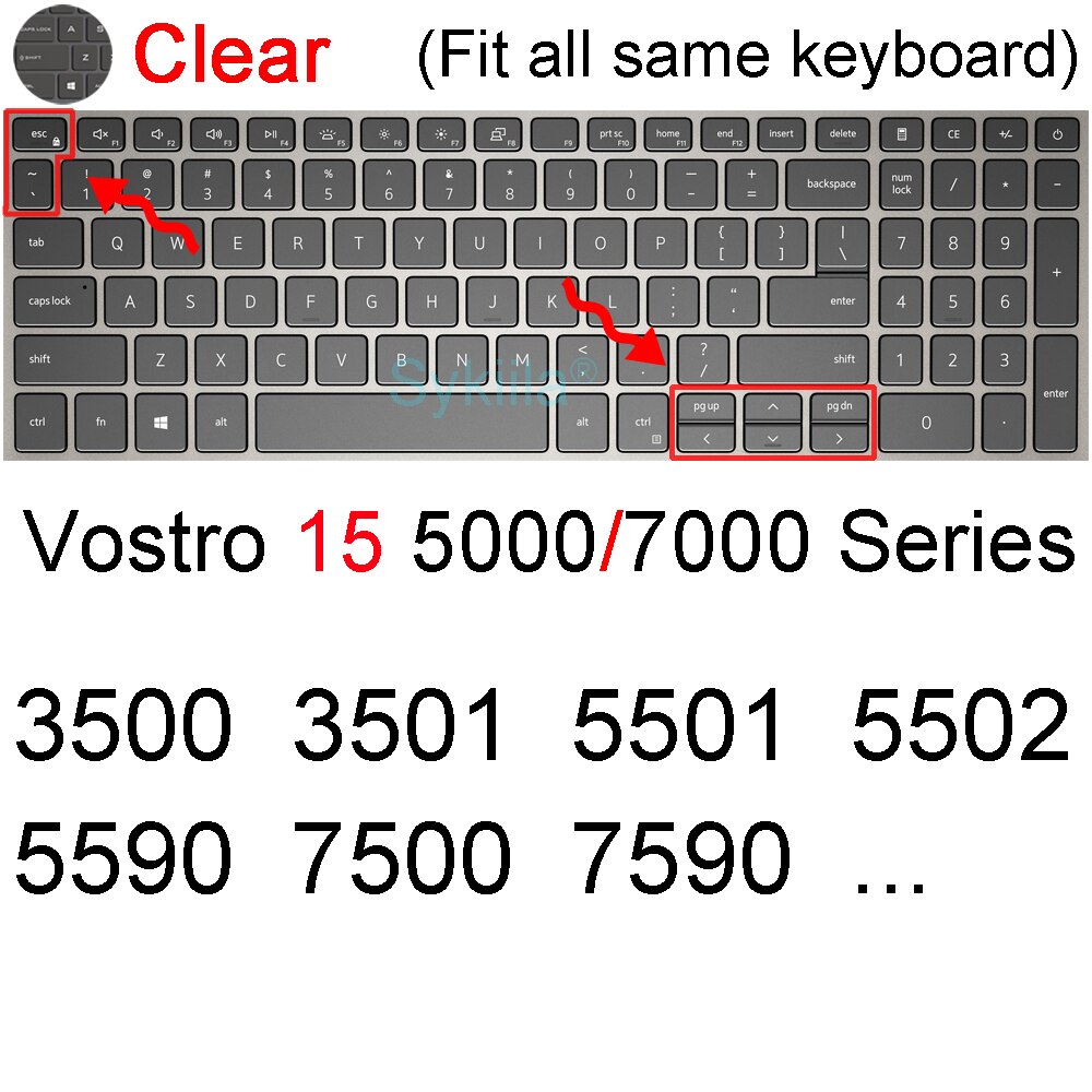 Klawiatura pokrywa dla Dell Vostro 15 5000 7000 3000 serii 5510 5515 7510 ochraniacz skóry film krzemu jasne czarny Obudowa 2021 2020: jasny 2019-2020