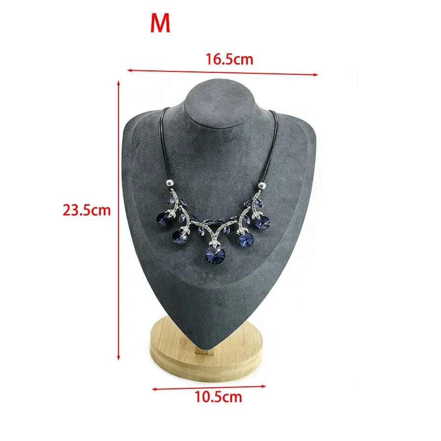 Bamboe Ketting Display Stand Hanger Display Sieraden Houder Sieraden Mannequin Buste Ketting Etalage Sieraden Display: Grey M