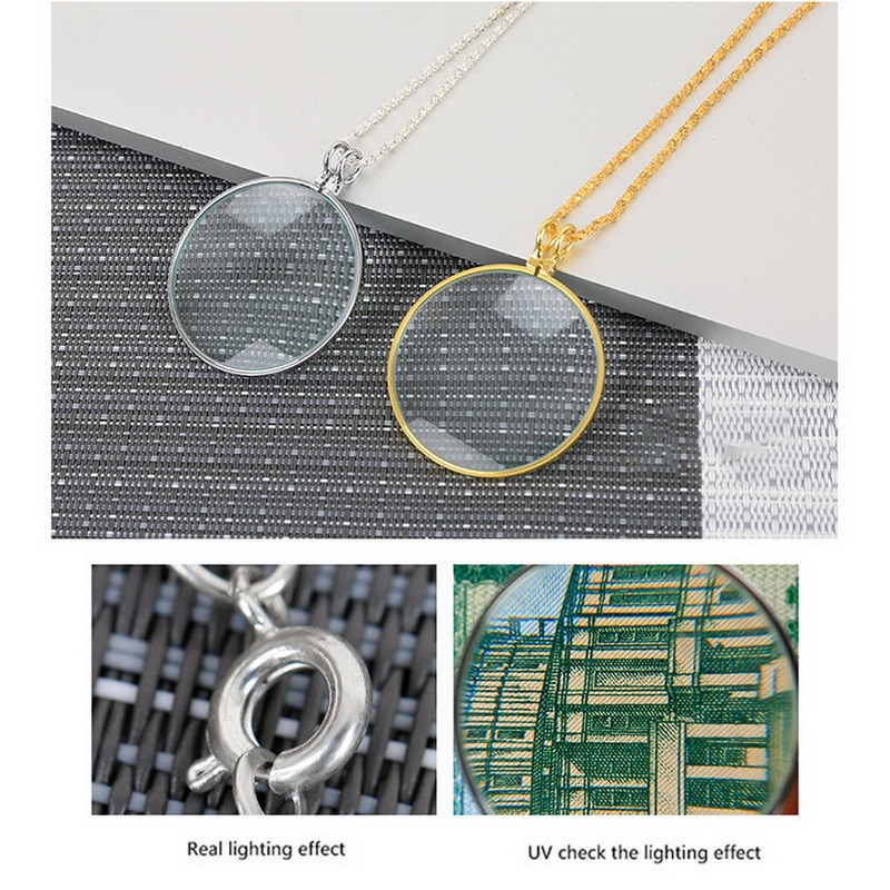 Decoratieve Monocle Ketting Met 5x Vergrootglas Vergrootglas Hanger Goud Zilver Plated Ketting Ketting Voor Vrouwen Sieraden