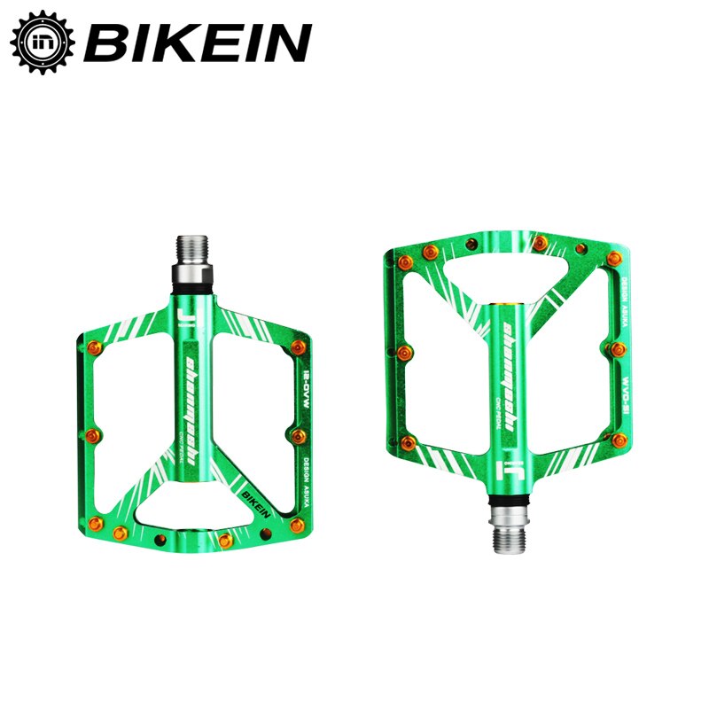 BIKEIN Ultralight Cycling Bicycle MTB CNC Aluminum Pedal 4 Sealed Bearing Pedals Flat Pedals Mountain Bike Parts 7 Colors 310g: Green