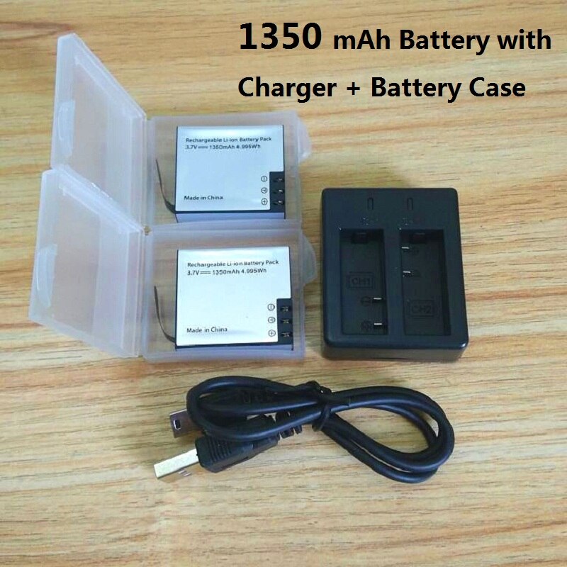 Sjcam originalt tilbehør 1350/900 mah lader li-ion batteri til  m10 sj4000 sj5000x soocoo  s100 c30 eken  h3 h9 h8 handling kamera: Ny 1350 mah b