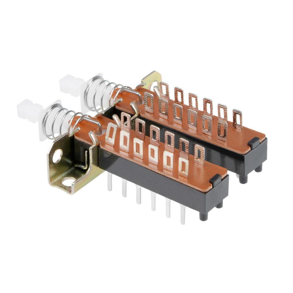 Interlock Push Button Switch Piano Type 4PDT 12 Pin 2 Row