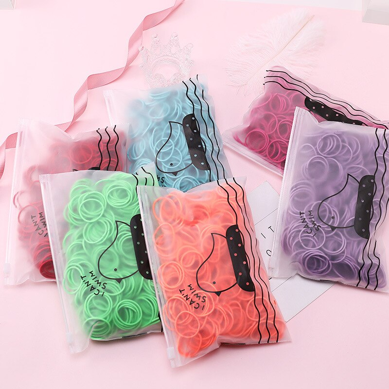 100 sztuk/worek dziewczyny akcesoria do włosów opaski gumowe elastyczne gumki do włosów Gum dla kucyk Holder Scrunchie pałąk akcesoria do włosów