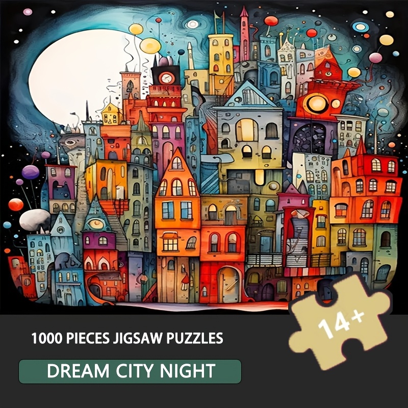 70cm*50cm 1000pcs Dream City Night Puzzle 27.56x19.69inch High Difficulty Puzzle for Adults, Office and Home Wall Decor: Default Title