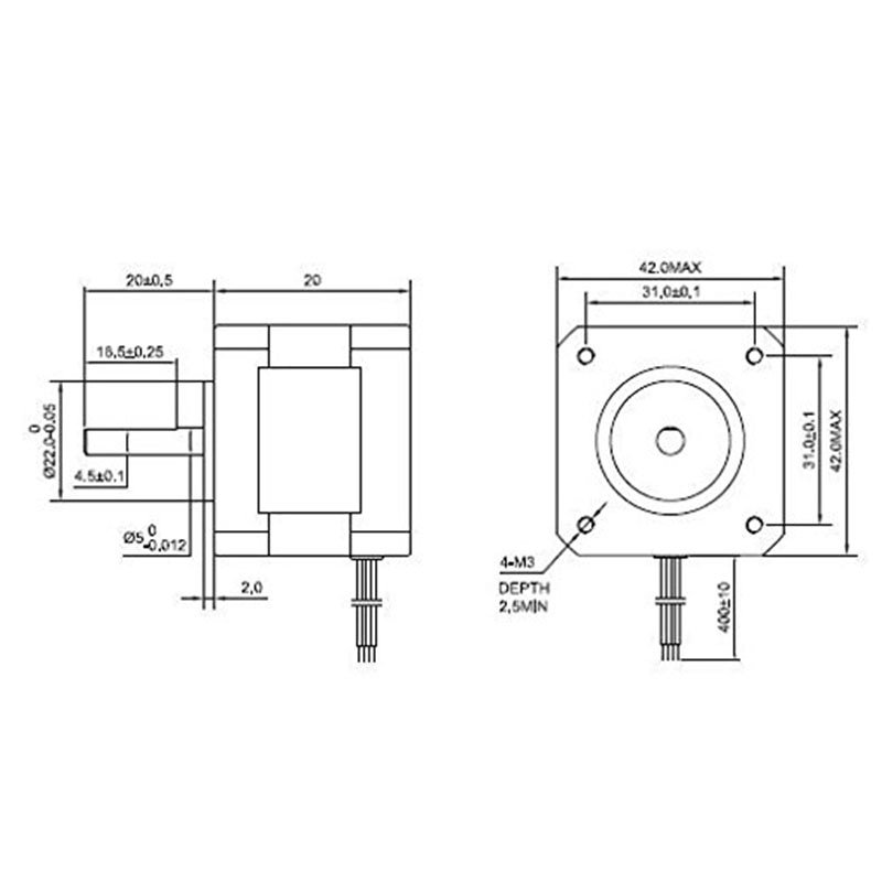 17Hs08-1004S 4-Lead Nema 17 Stepper Motor 20Mm 1A 13Ncm(18.4Oz.In) 42 Motor Nema17 Stepper For Diy 3D Printer Cnc Xyz
