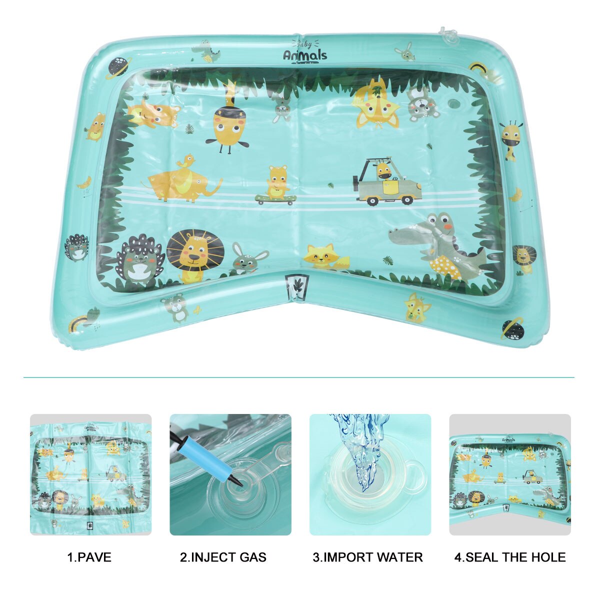 1 ensemble de coussin d'eau gonflable dessin animé été patché coussin Swatting coussin pour bébé bambins avec gonfleur