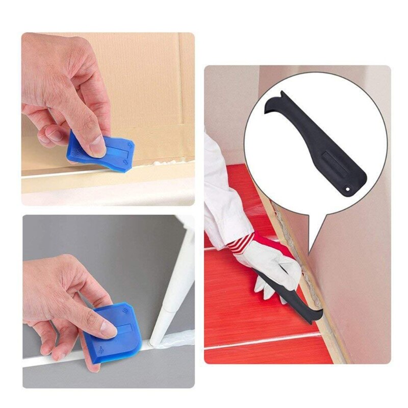 17 Pieces Caulking Tool Kit Silicone Sealant Finishing Tool Grout Scraper Caulk Remover and Caulk Nozzle and Caulk Caps