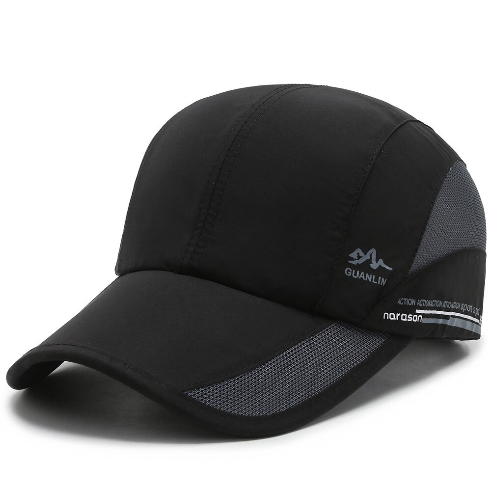 Summer Outdoor Sun Hats Quick Dry Waterproof Golf Fishing Cap Adjustable Unisex Baseball Caps: black