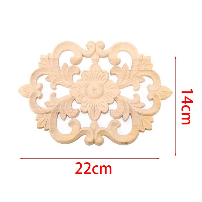 2 Stuks Hout Applique Ornament Carving Voor Voordeur Closet Venster Meubels 22X14Cm