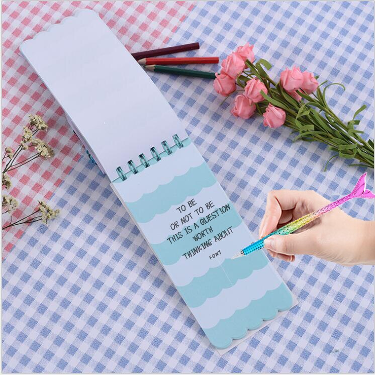 Cute Cartoon Mermaid Book Student School Writting Notebook Girl Flip Sequins Diary Book Set With Pen Keychain Children