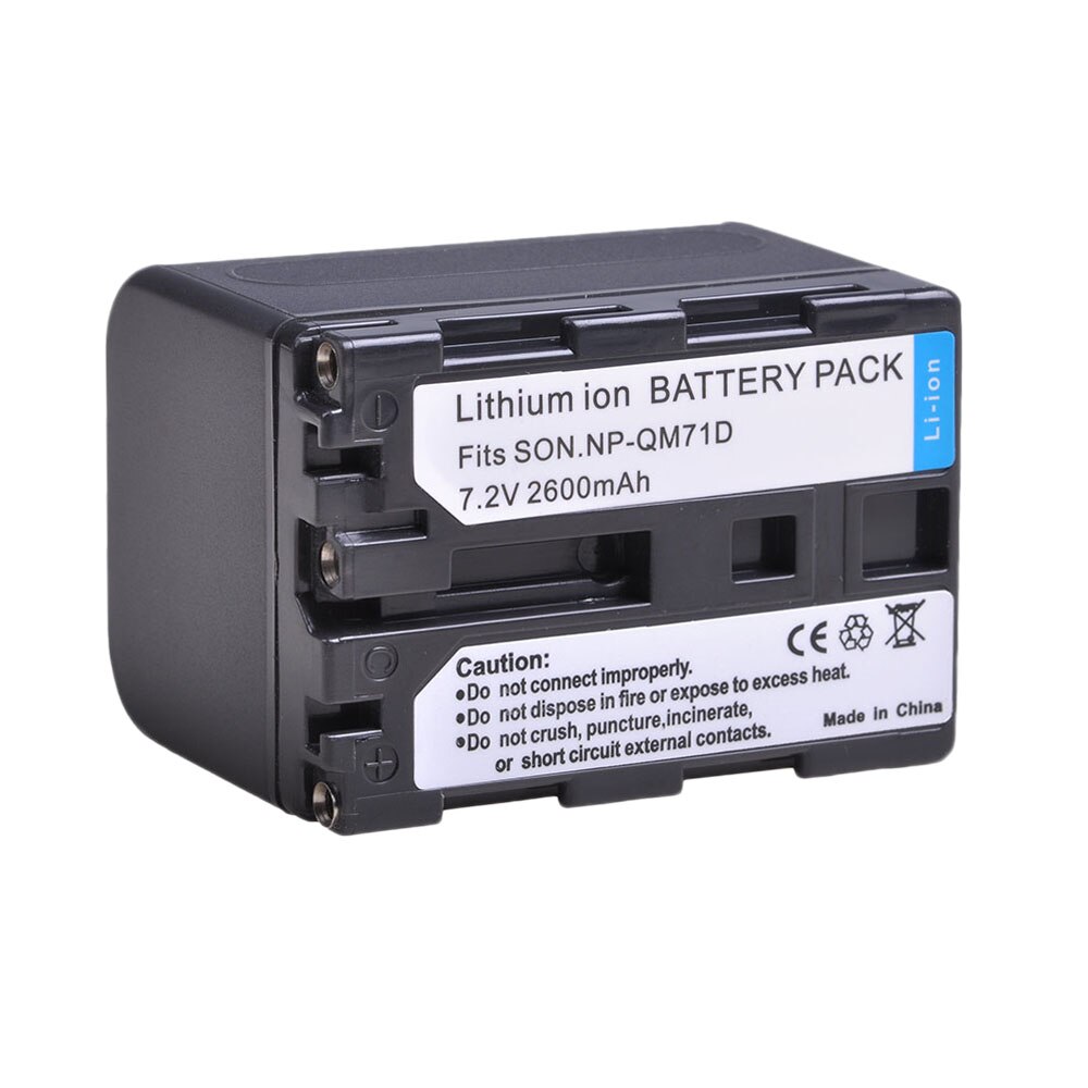 2600mah NP-QM71D QM71D Li-ion Battery for Sony Camcorder NP-QM70 QM71D NP-FM50 NP-FM30 NP-FM70 NP-FM71 NP-FM90 Camera: 1 battery