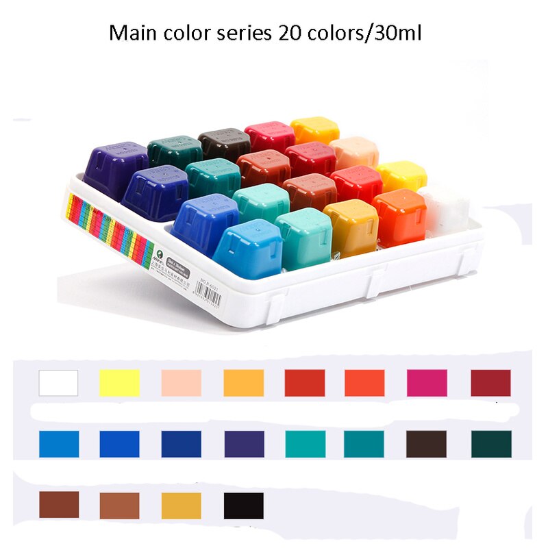 Gelé gouache akvarel maling sæt 20 farver 30ml reklamebillede gouache maling kunstforsyninger