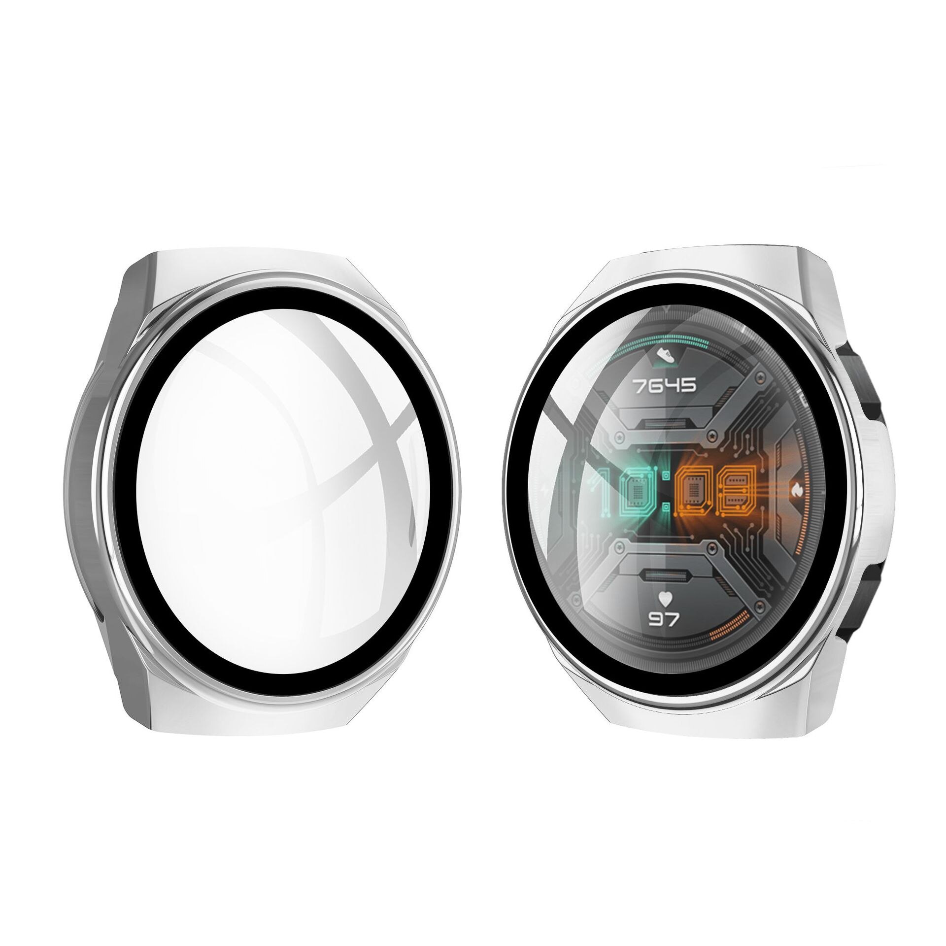 Per il caso di Huawei Orologio GT 2E GT2E GT2 GT 2 42 millimetri 46 millimetri di Copertura Completa Copertura Della Cassa Del Respingente con temperato Protezione Dello Schermo di Vetro: Argento / Huawei GT 2 42MM