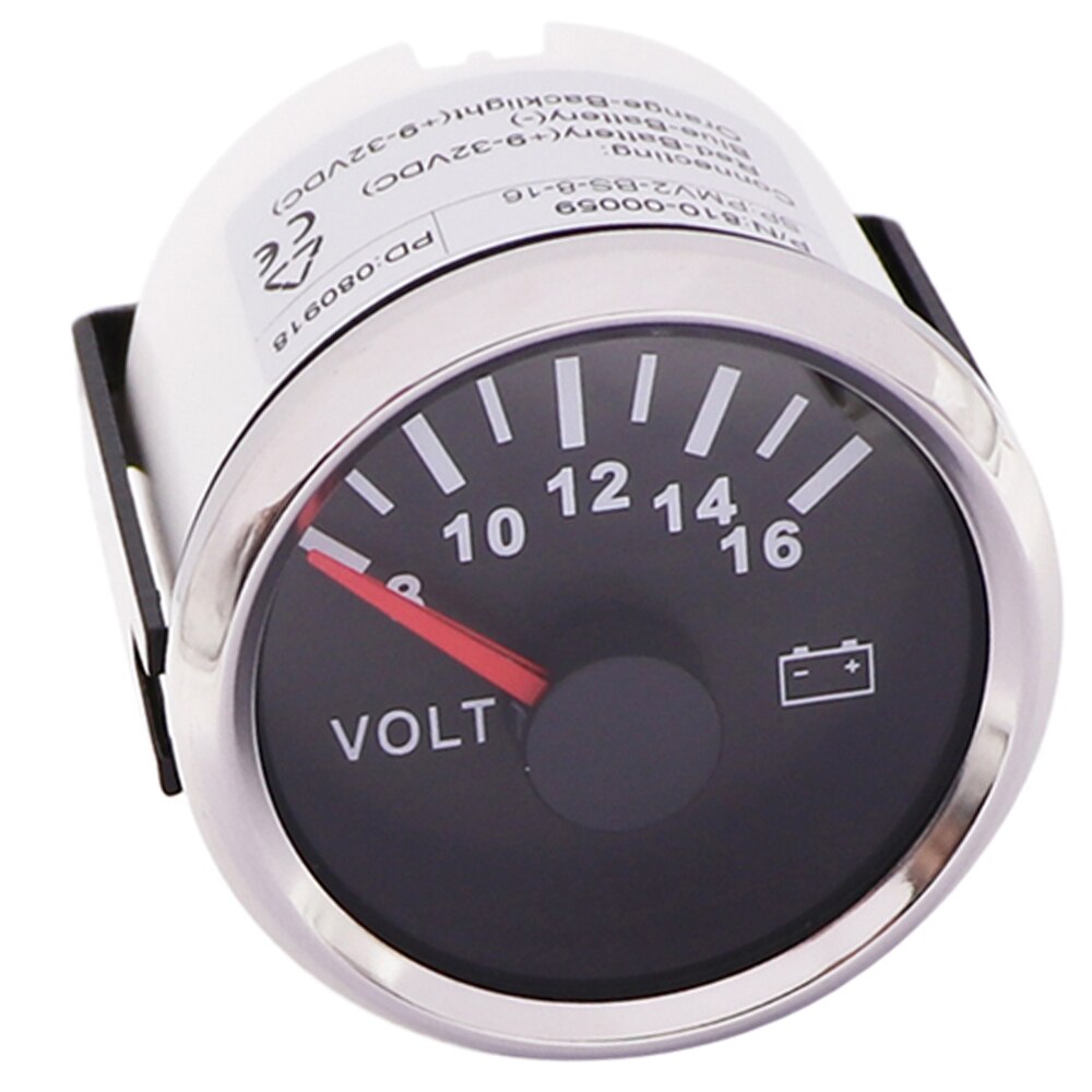52 mm Marine Auto Voltmeter 8-16 V 18-32 V Waterproof Gauge For Motorcycle Car Boat Automobile With Red Backlight 12V 24V