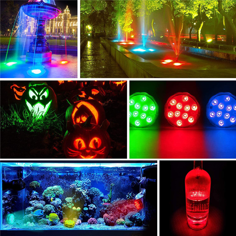 Lampe de Nuit Sous-marine à 10LED RGB SubSN, Luminaire à Piles, Idéal pour un Jardin, une Piscine, un Vase ou une ixde Mariage