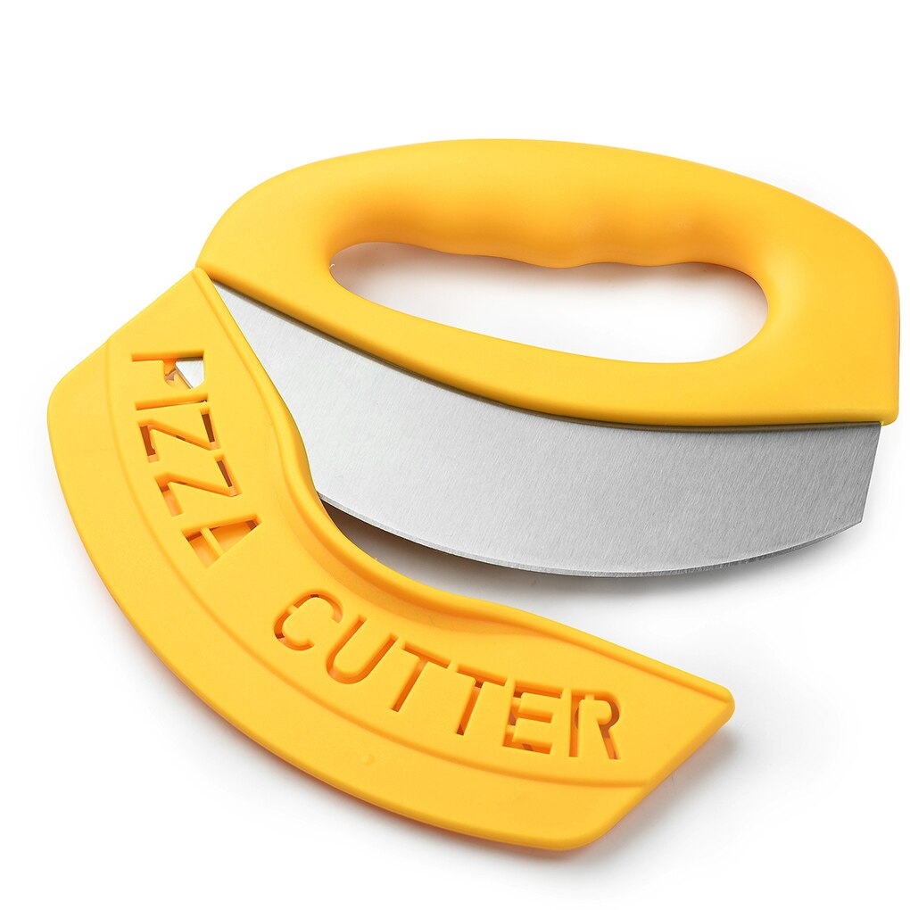 Mezzaluna Cutter Rocker Knife Herb Mincing Knife Single Sharp Blade with Cover Sheath Chop Pizza Vegetables Slicer Chopper
