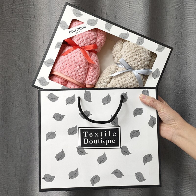 Ensemble de serviettes de bain de luxe en velours, molleton, forme d'ours, avec boîte, séchage rapide, en microfibre, de mariage, de fête: 0205