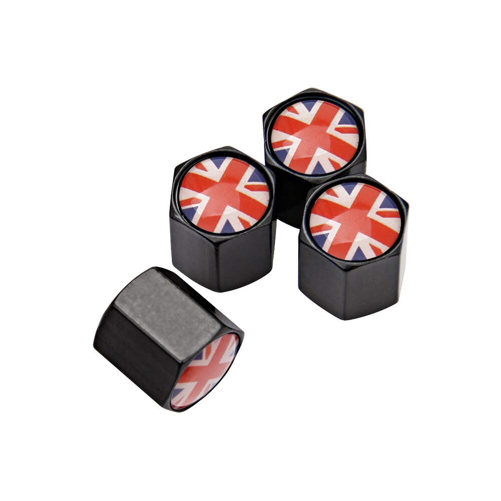 Auto Zubehör Auto Rad Felgen Reifen Ventil Stengel Kappen Britische Flagge für Land Rover Palette Rover Jaguar Bentley BMW Benz KIA MG: Schwarz