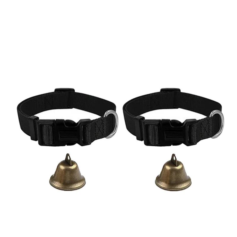 Colliers de chèvre réglables avec cloches, laisse pour chien, corde en Nylon, mouton, pâturage, cloche en cuivre, accessoires pour animaux de ferme: Black