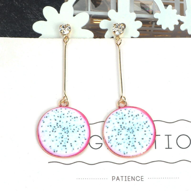 Leuke Watermeloen Aardbei Oorbellen Geen Oor Gat Fruit Hanger Lange Clip Earring Voor Vrouwen Romantische Kwastje Oor Sieraden: Pitaya