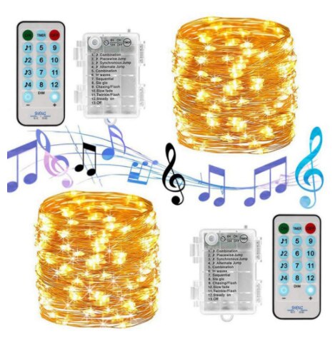 Battery/USB Operated LED Music String Lights Sound Activated 5M 10M Silver Wire Garland Party Wedding Christmas Home Decoration: Battery Warm White / 5M 50LED