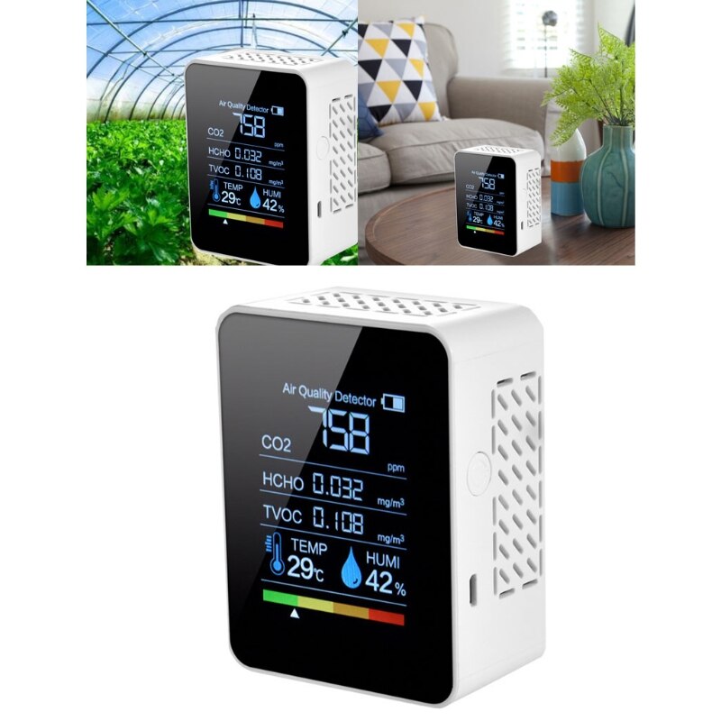 CO2 Meter Digital Temperature Humidity Sensor Tester Air Monitor Carbon Dioxide TVOC HCHO Detector