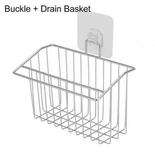 Stainless Steel Wall Mounted Hanging Sink Drain Basket Sponge Soap Holder Rack: Buckle Drain Basket