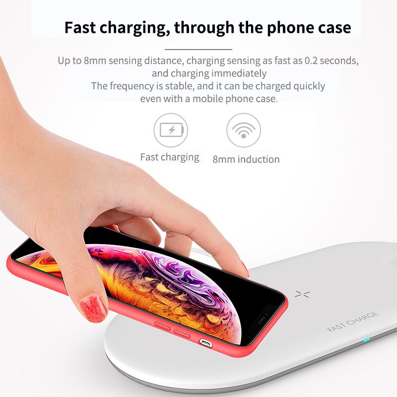3 In 1 Draadloze Oplader Voor Iphone 12 11 Pro Max X Samsung S10 Draadloze Opladen Laders Pad Voor Iwatch 5 4 3 2 Voor Airpods Pro