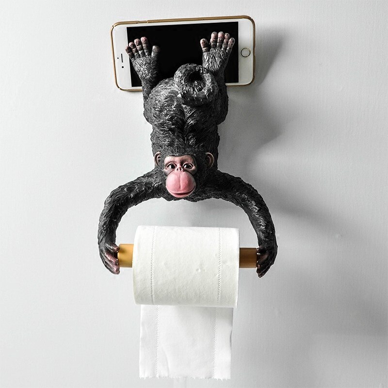Bathroom monkey tissue holder Roll holder Toilet paper holder Resin waterproof paper holder wall hanging European style