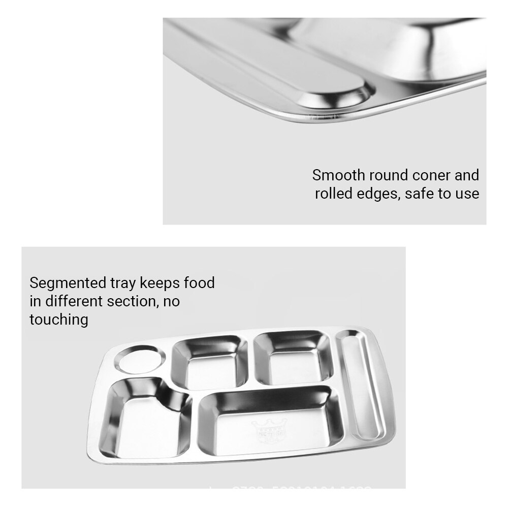 Meal Tray Stainless Steel Divided Dinner Tray Lunch Container Food Plate for School Canteen Lunch Box Meal Dish