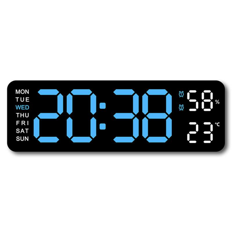 LED-Digital-Wanduhr, großes Anzeige, batteriebetriebener Wecker mit Temperatur, Datum, Woche, Schreibtisch und Wanduhr, Часы Espero: Grau