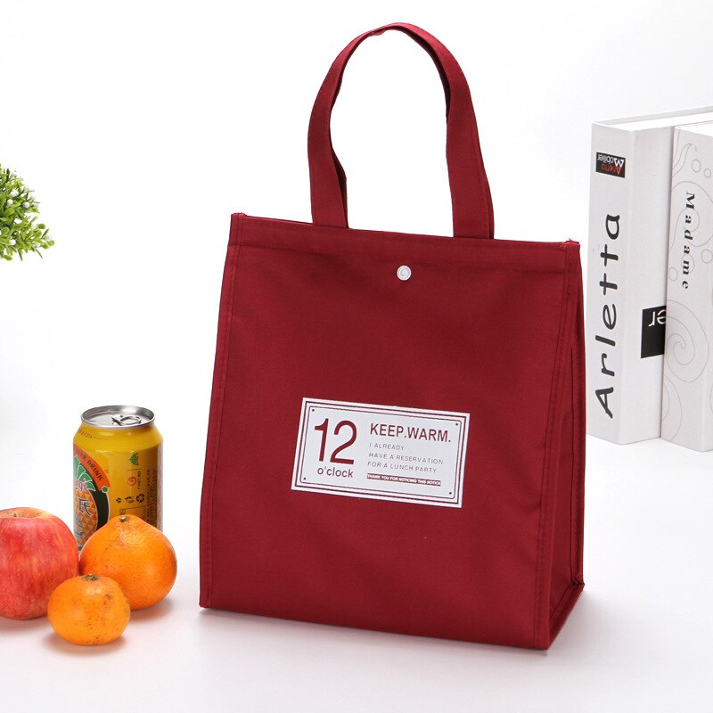 Saco de comida de almoço pacote de mão portátil moda à prova doxford água oxford pano de grande capacidade das mulheres dos miúdos dos homens trabalhar cooler tote bolsas: Red