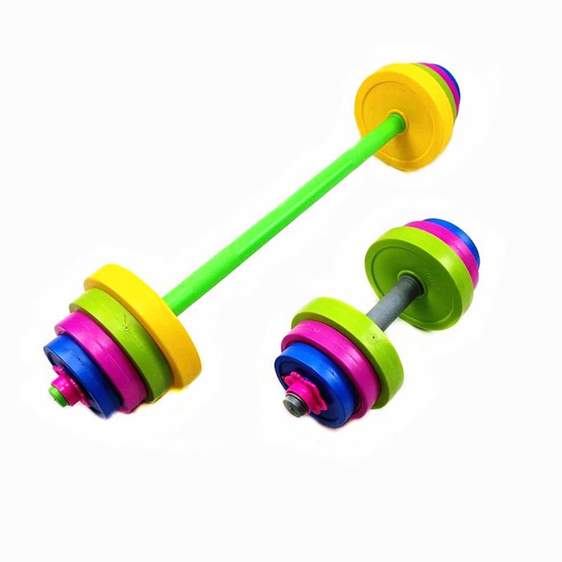 11 stk /sæt børn vægtstang børn håndvægt sæt bodybuilding træningsudstyr træningsmuskel til børn gymnastiksal hjem (lang type)