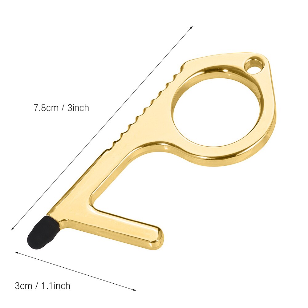 2pc cuivre alliage d'aluminium Anti-contact ouvre-porte écran tactile porte-clés pas de touche clé ouvre-porte poignée de porte presse ascenseur outil