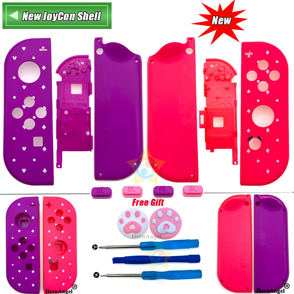 Per Controller NS JoyCon custodia di ricambio fai-da-te custodia destra sinistra Con pulsante SR SL per Joy Con Shell per nintendo Switch: Purple Pink Disny