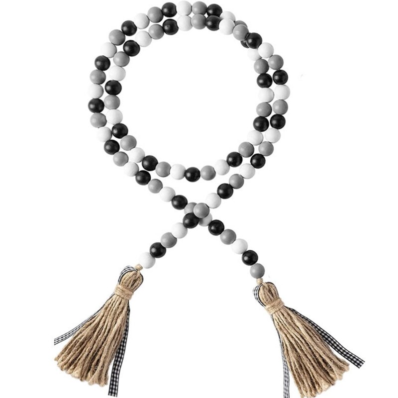 1/3Pcs Hout Bead Garland Met Kwasten Boerderij Rustieke Land Tiered Lade Decor R3MA: A