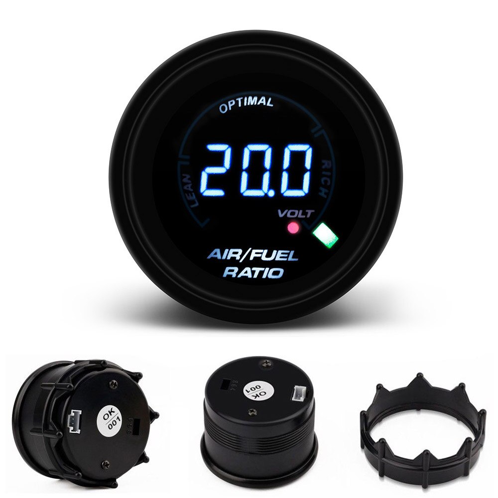 52mm Auto Luft Kraftstoff Verhältnis Messgerät Elektrische Digital Luft Kraftstoff Verhältnis Meter Schmalband Smoken Objektiv Auto Messgerät