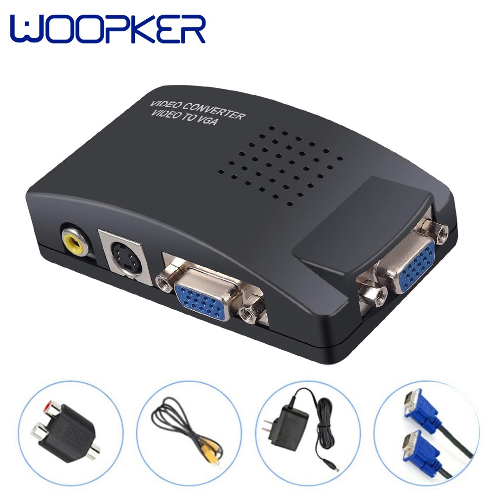 AV zu VGA Adapter RCA VGA Konverter PC Laptop Video TV RCA Composite S-Video AV In Zu PC VGA LCD Out Converter