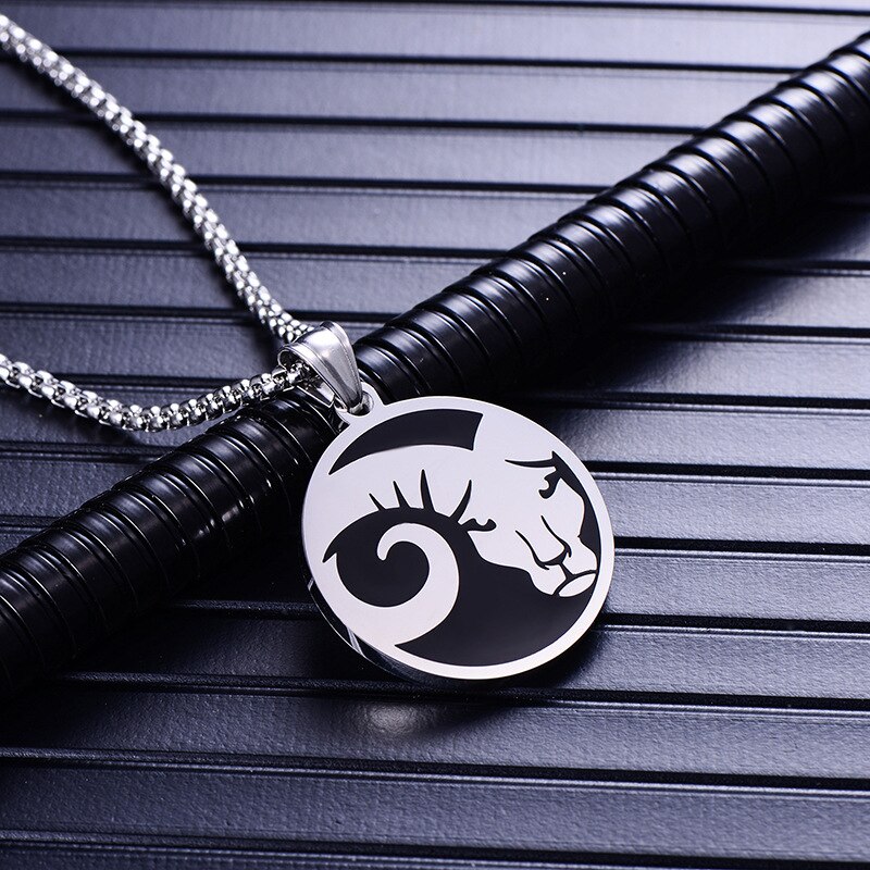 Zodiac sign 12 constellation pendants necklace men stainless steel male accessories simple silver necklace chains