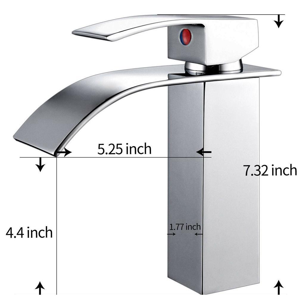 Bathroom Sink Faucet Chrome Waterfall Spout Basin Mixer Hole Tap Single