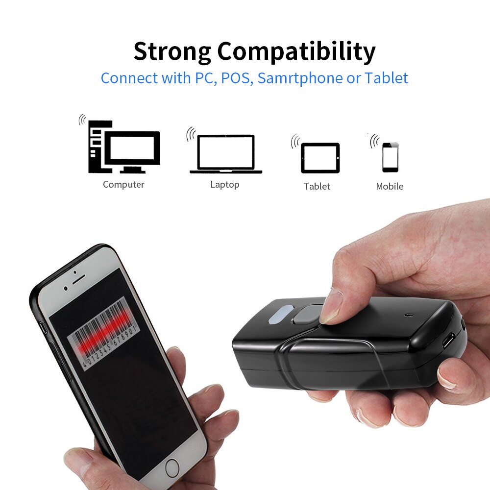 Portable Handheld Wireless 1D/2D Bar code Scanner BT & 2.4G Wireless Connection Portable Codebar/QR/ Data Matrix/PDF417 Scanner