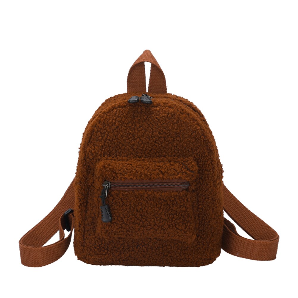 Leuke Oren Konijn Vrouwen Rugzak Casual Pluche School Schoudertas Dier Koe Zebra Patroon Reizen Rugzak Lady Meisjes Bagpack: Style C Brown