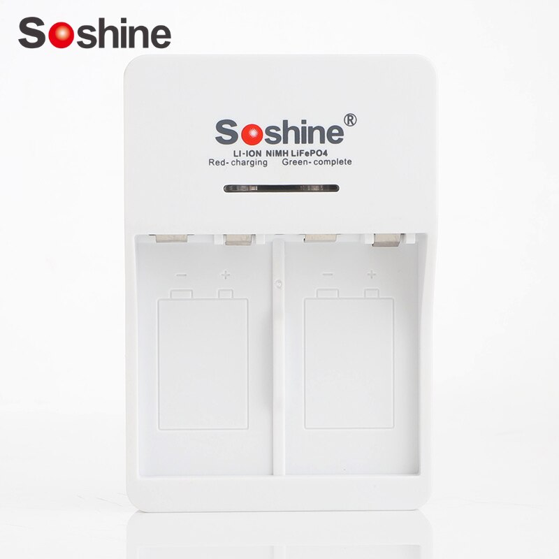 Soshine SC-V1 9V White 2 Independent Channels Smart Rechargeable Battery Charger with LED Indicator for Li-ion、Ni-MH、LiFeP04