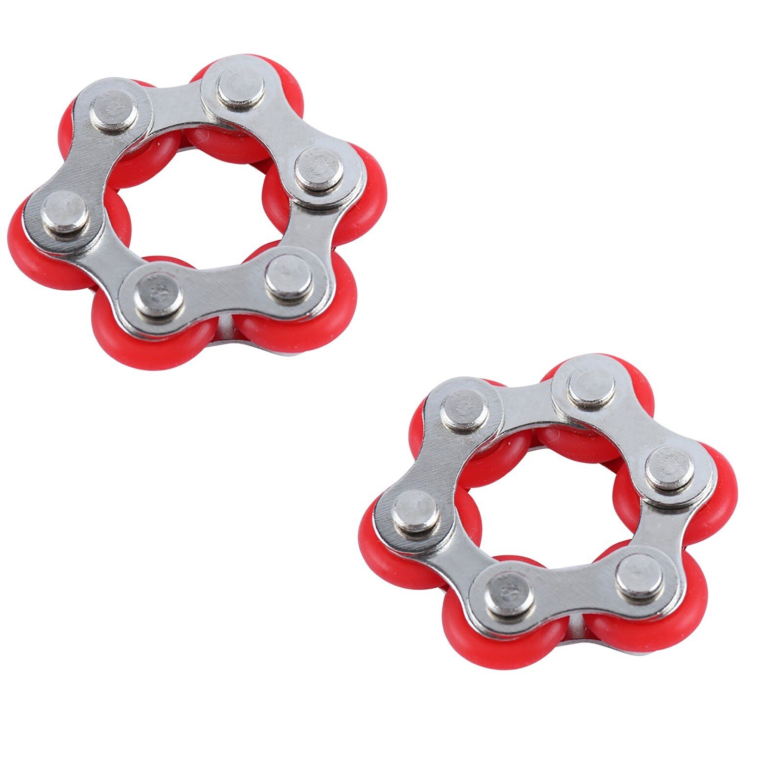 2pc Bike Chain Fidget Toys Bicycle Chain Stress Relief Toys Autism Stress And Anxiety Relief Toys Anti Stress Magnetische Ringen: Red 