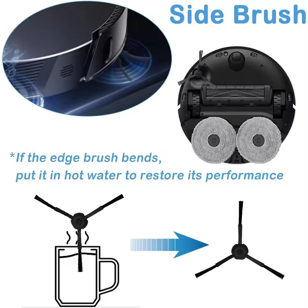 Tilbehør til jonr  p20 pro støvsugerrobot, sidebørste, moppeklud, støvpose, effektiv mikrofiber, reservedele til rengøring