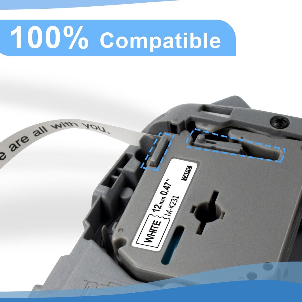 Labelwell 12mm Label Tape MK231 Compatible for brother M-K231 MK 231 MK-231 for Brother P-touch Printer black on white