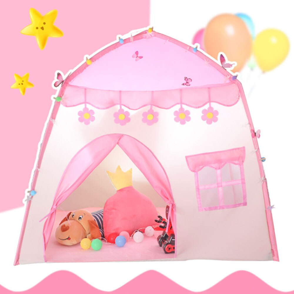 Children Indoor Outdoor Castle Tent Baby Girls Princess Fairy House Flowers Blossoming Girls Portable Gaming Play House