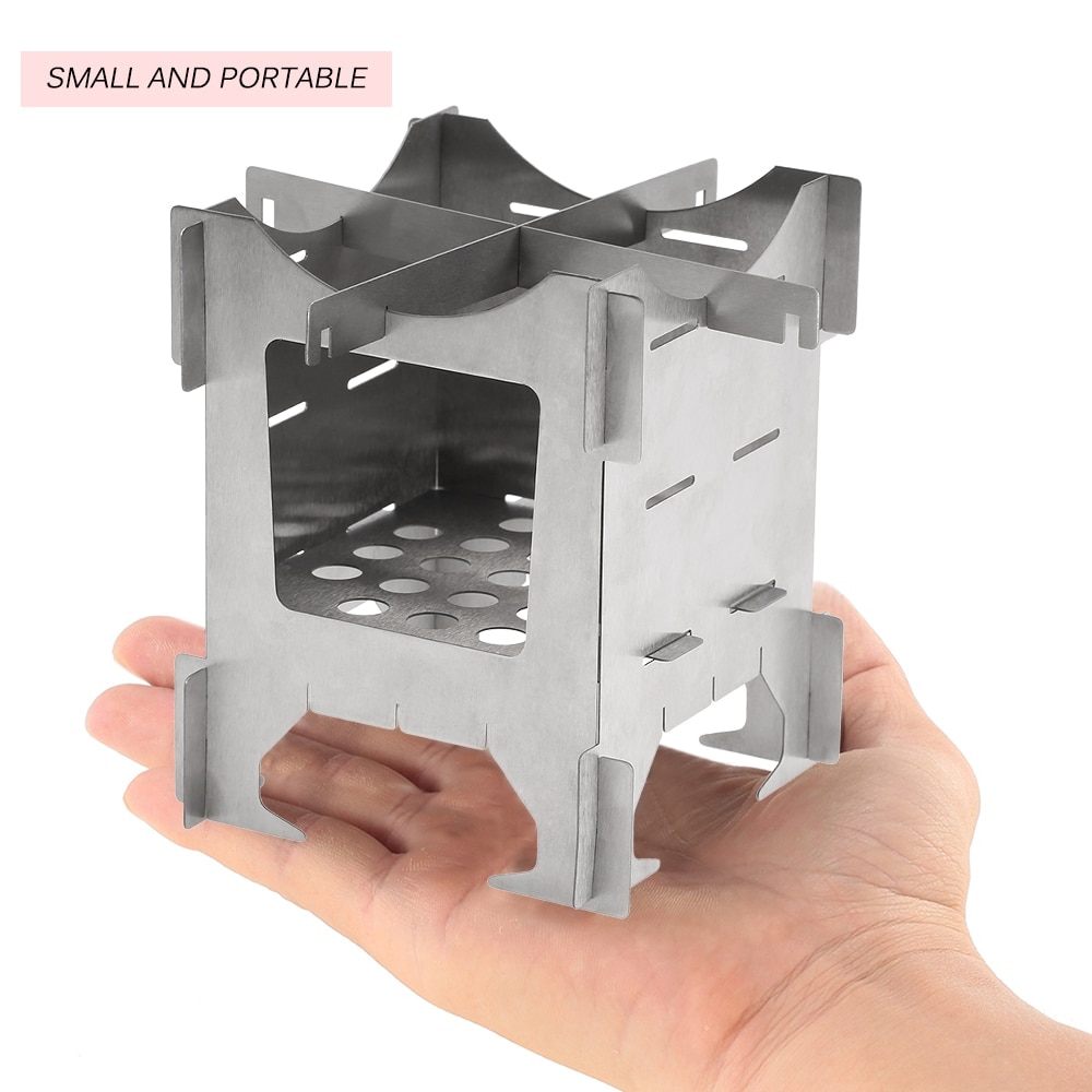 Lightweight Titanium Folding Wood Stove Outdoor Camping Stove Picnic Cooking Backpacking Furnace Outdoor Camping Stove