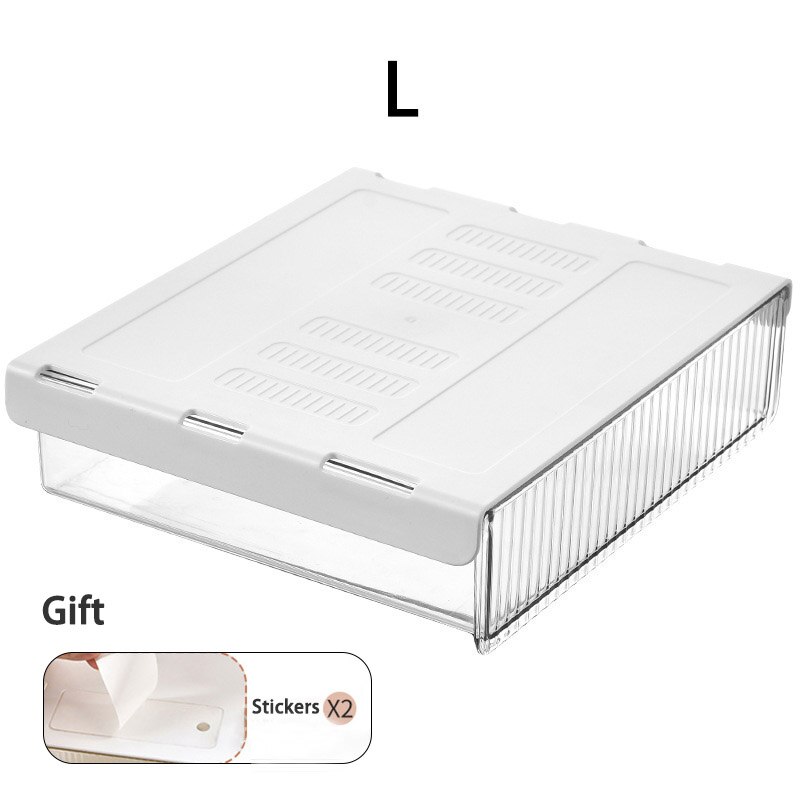 Drawer Storage Box Under The Desk Storage Box Pencil Stationery Organizer Hidden Sorting Box Office Pen Storage Tray Organizer: White L
